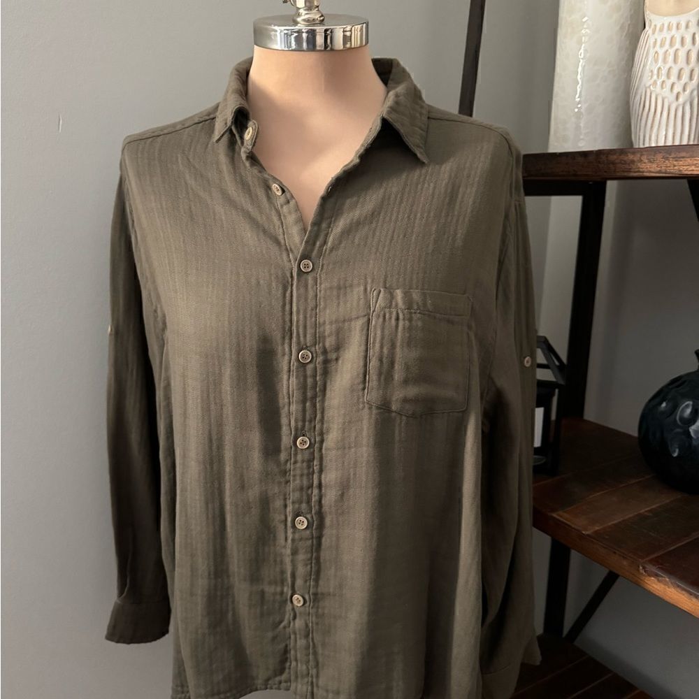 NWT CP SHADES 100% Cotton Gauze Button Down Shirt Top Women’s SIZE MED